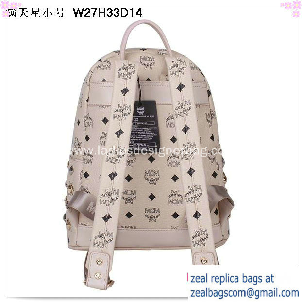 High Quality Replica MCM Stark Studded Small Backpack MC2089S OffWhite - Click Image to Close